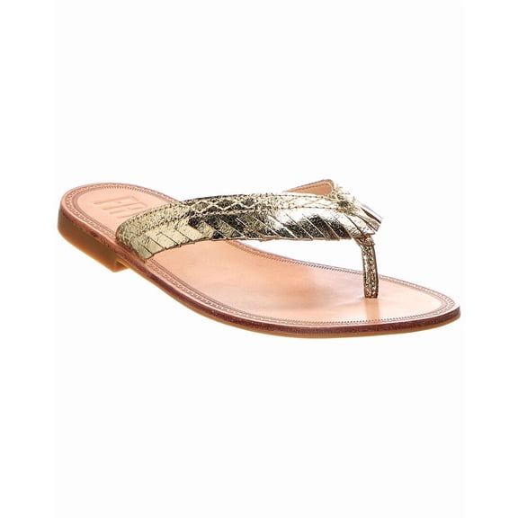 Frye Ava Fringe Leather Sandal, 7, Gold