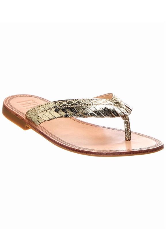 Ava Fringe Leather Sandal, 9.5, Gold