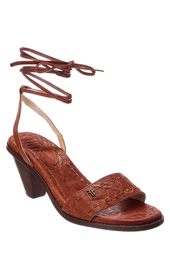 Estelle Ankle Tie Leather Sandal, 11, Red