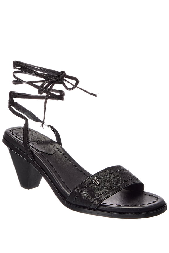 Estelle Ankle Tie Leather Sandal, 9, Black