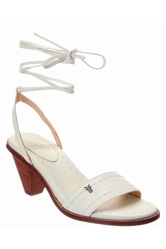 Estelle Ankle Tie Leather Sandal, 9, White