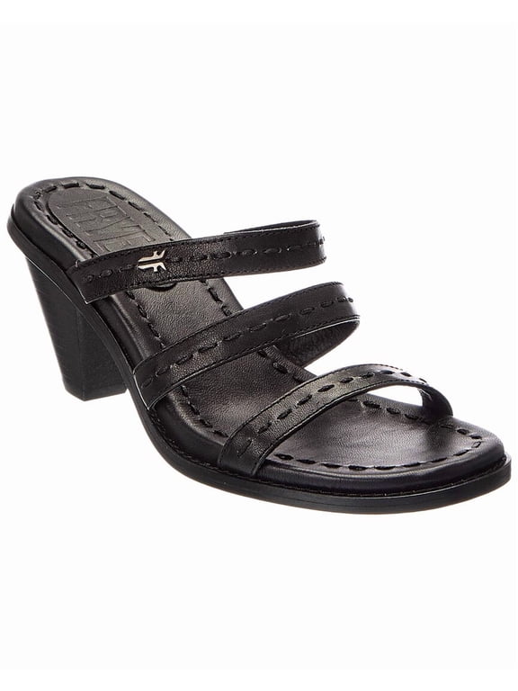 Estelle Strappy Slide Leather Sandal, 9.5, Black