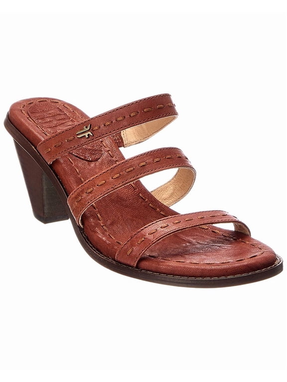Estelle Strappy Slide Leather Sandal, 9, Red