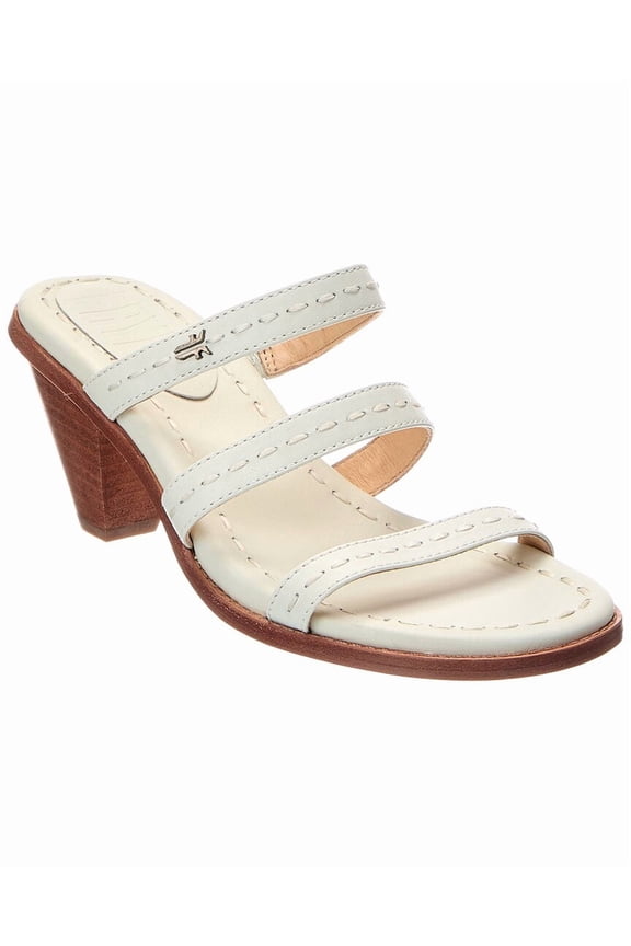 Estelle Strappy Slide Leather Sandal, 9, White