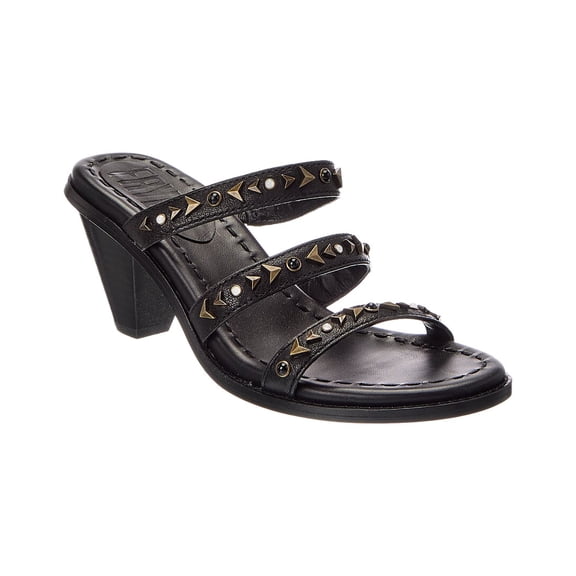Frye Estelle Studded Slide Leather Sandal, 6, Black