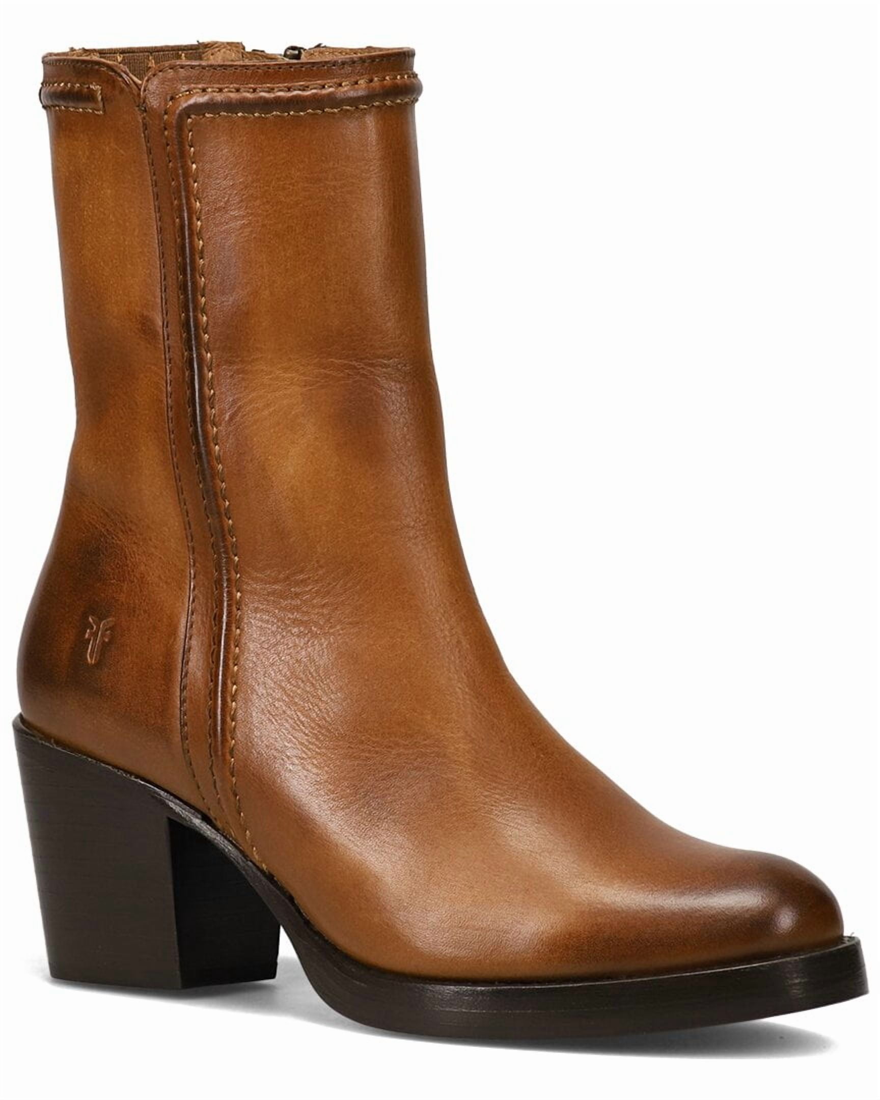 Frye Jean Short Inside Zip Leather Boot, 8, Brown