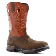 FRYE Supply Mens 10" Unlined Western Steel Toe Work Boot Brown/Burnt Orange - FR40102