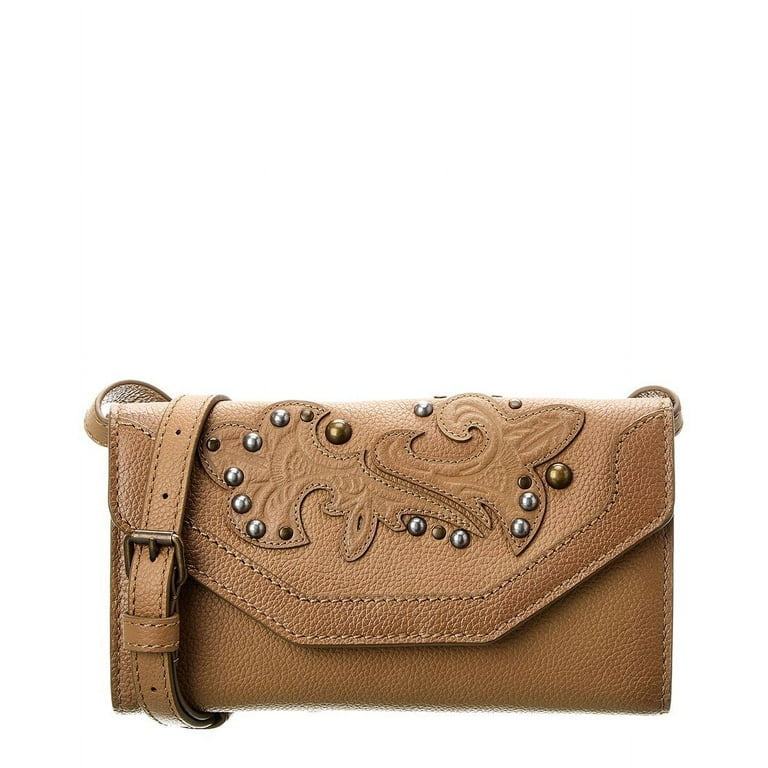 Frye Montana Leather Wallet Crossbody Beige