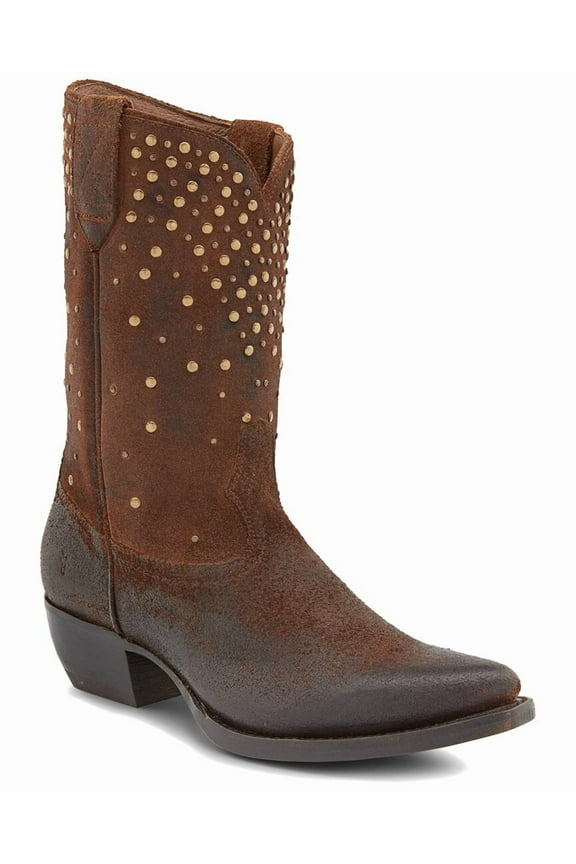 Sacha Mid Stud Suede Boot, 9.5, Brown