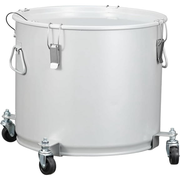 Fryer Grease Bucket 10 Gal, Fryer Oil Bucket with Lid, Oil Disposal Caddy w/Rust-Proof Coating, Coated Carbon Steel Oil Filter Pot with Caster Base, Oil Transport Container w/Lock Clips & Filter Bag