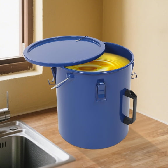 Fryer Grease Bucket 6 Gal Oil Disposal Caddy, Steel Fryer Oil Transport Container with Rust-proof Coating, Grease Can with Lid, Lock Clips & Filter Bag for Cooking Oil Filtering