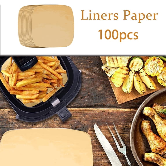 Fryer Paper, Non-Stick Parchment Sheets for Air Fryer Oven Baking, 100PCS Heat Resistant Oil Proof Liner Easy Clean Food Grade Safe, Khaki