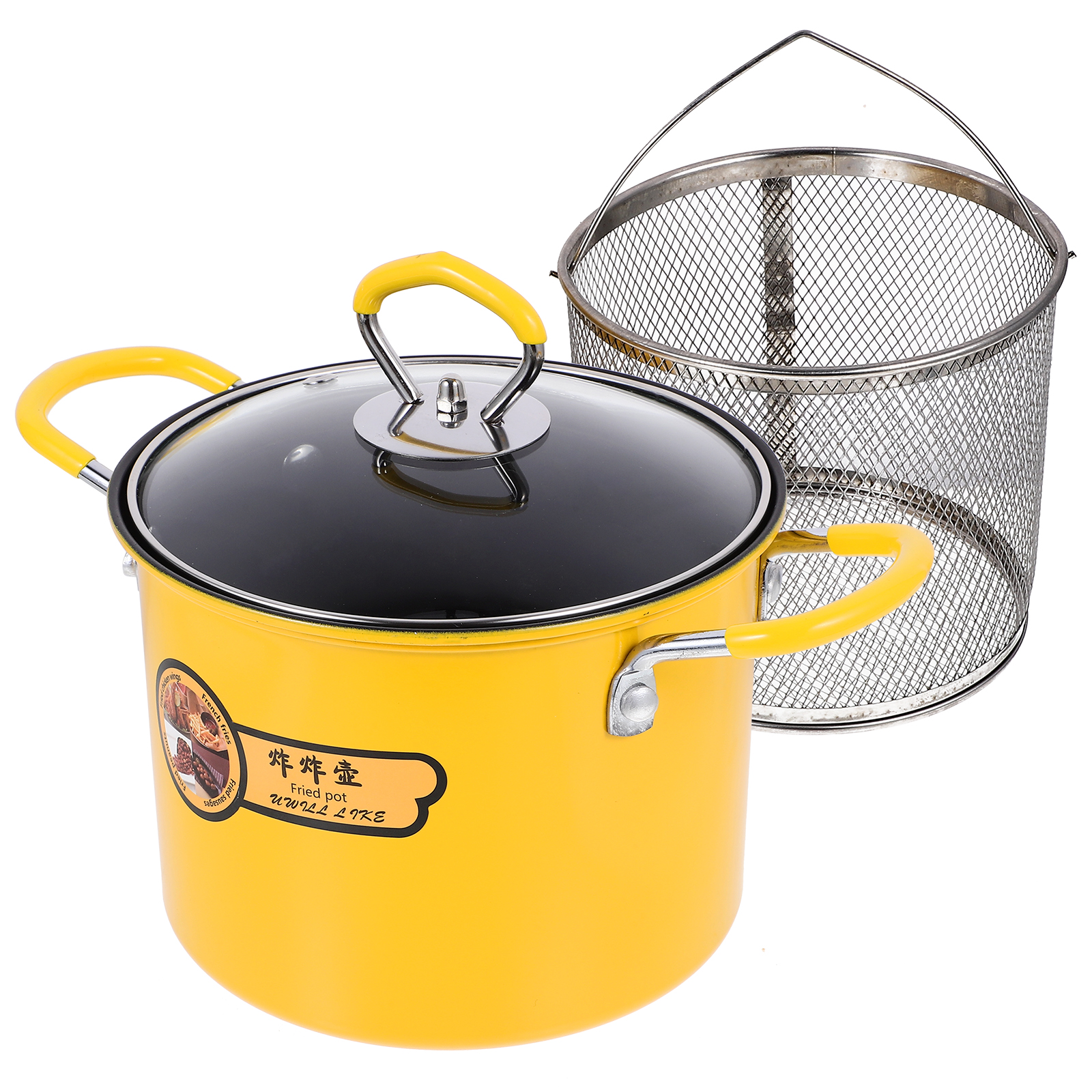 Fryer with Strainer Pans Wok Griddle Deep Fryers Frying Pan Stainless