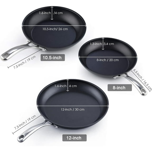 Frying Omelet Pan, Classic Hard Anodized Nonstick 8-Inch/20cm Saute Skillet Pan, Black