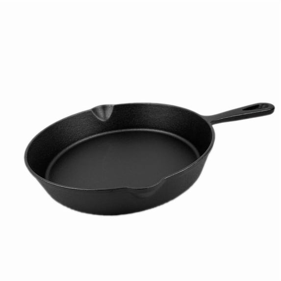Frying Pan Cast Iron Skillet Non Stick Flat Cookware 0.39 Inch Iron Handheld Grip Traditional Household Pot for Egg Frying Daily Family Cooking