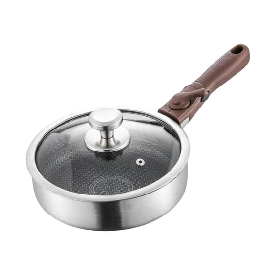 Frying Pan Saute Pan Round Skillet Stainless Steel Nonstick Surface Removable Handle for Home Kitchen Cooking