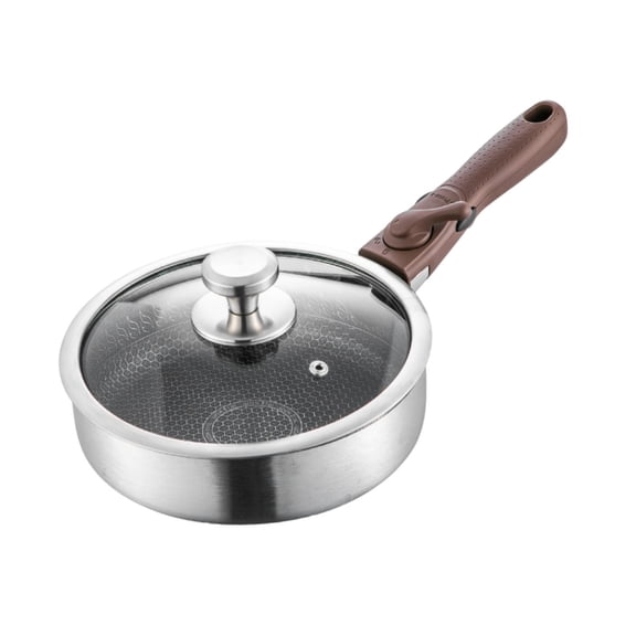 Frying Pan Saute Pan Round Skillet Stainless Steel Nonstick Surface Removable Handle for Home Kitchen Cooking