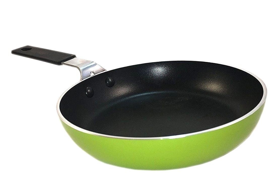 Frying Pan Small Round Mini Aluminum Non Stick Fry Pan 6.1/4 With Silicon  Cover Handle 16 CM (green)