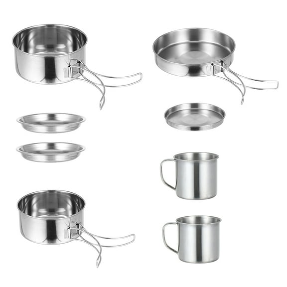 Frying Pan Stainless Steel Camping Pot Lightweight Pots Portable Cooking Stove Serving Utensils Backpacking Gear Travel