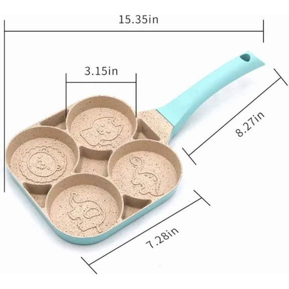 Frying Pan with 4 Egg Molds, Non-Stick Aluminum Coating, Easy Cleaning Breakfast Cookware Set