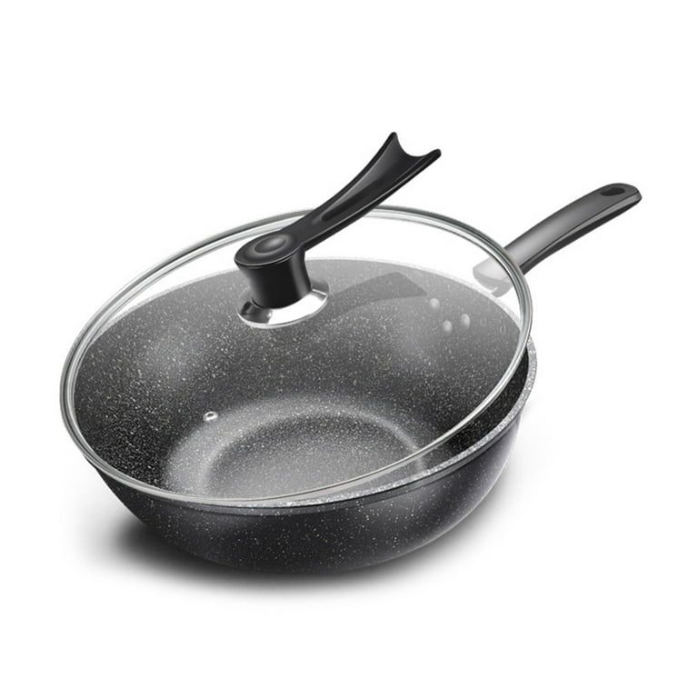 Frying Pan with Lid Non-Stick Granite Small Frying Pan Wok Multifunctional  Easy to Clean for Kitchen 3 