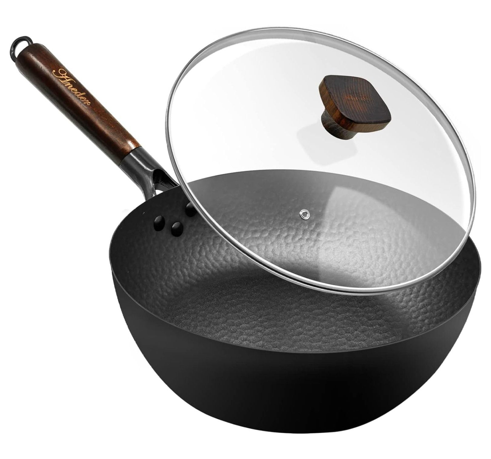 Frying Pan with Lid Skillet Nonstick 10 inch Carbon Steel Wok Pan Woks