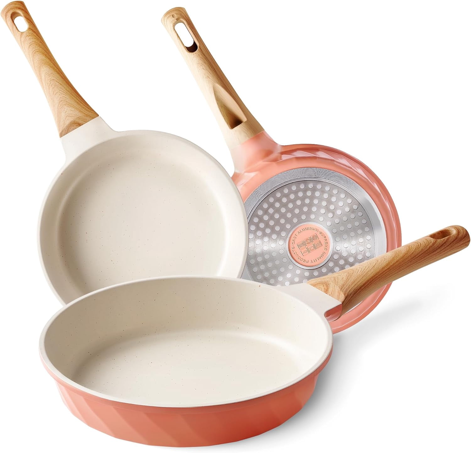 Frying Pans Nonstick, Induction Frying Pan Set Granite Skillet Pans for Cooking Omelette Pan Cookware Set with Heat-Resistant Handle, Christmas Gift for Women (8" &9.5" &11")