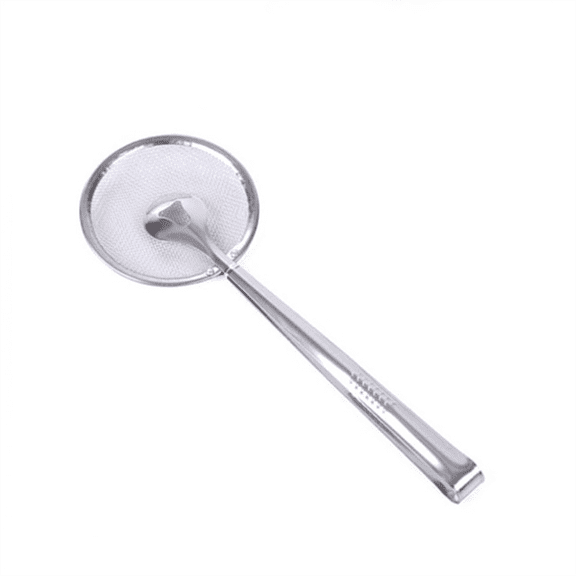 Frying Strainer Spoon Basdi Stainless Steel Oil Frying Strainer Spoon - Fine Mesh Filter for Vegetables & Snacks - Clamp Style for Easy Draining - Kitchen Gadgets Essential, Oil Filter Skimmer