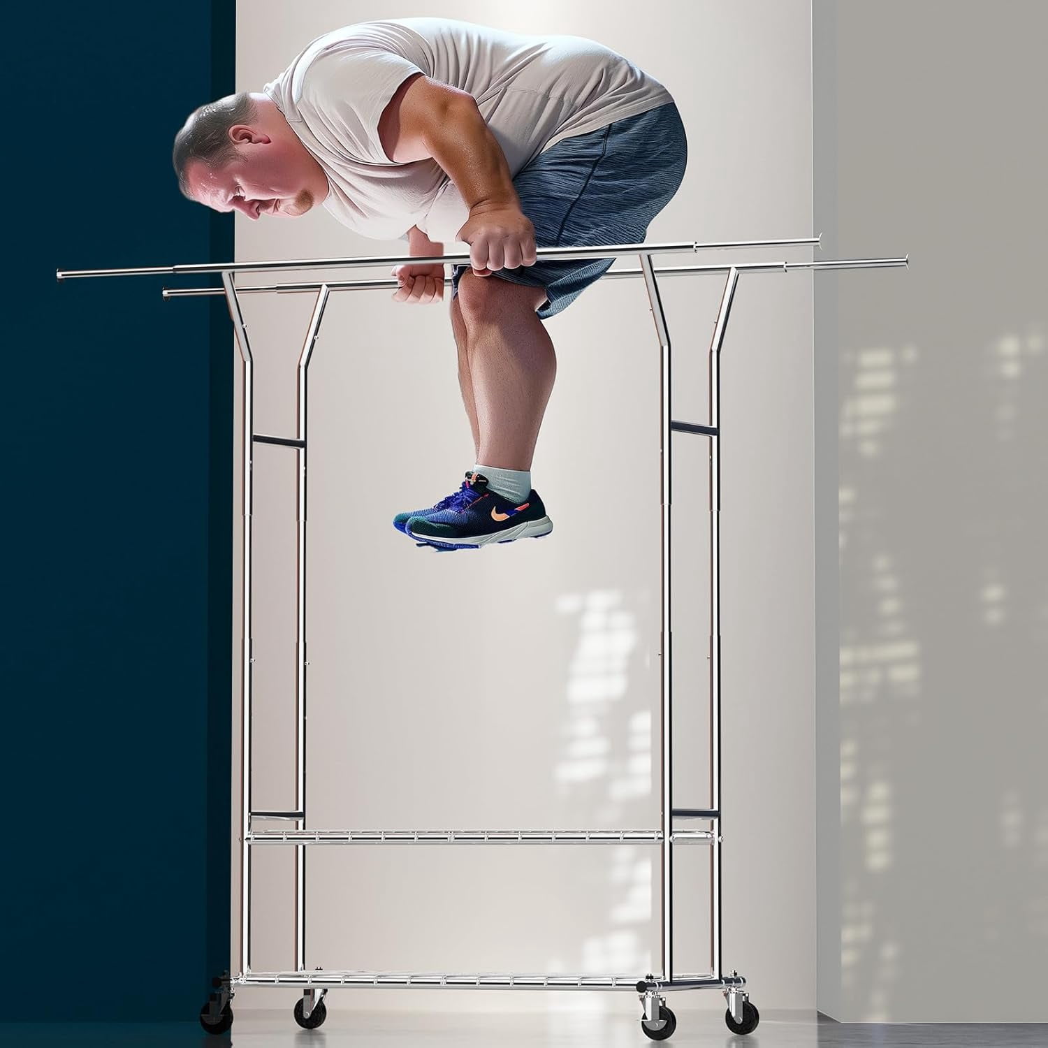 Frylr Rolling Clothes-Rack Heavy Duty - Portable Metal Garment Rack ...