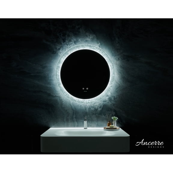 Frysta 30 in. Round LED Frameless Mirror with Dimmer and Defogger
