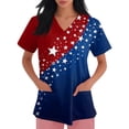 thumbnail image 1 of FrzhBrz 4th Of July Nursing Scrub Tops for Women 250th Anniversary Usa Flag Print Medical Nurse Short Sleeve V Neck Nursing Working Uniform with Pockets, 1 of 4