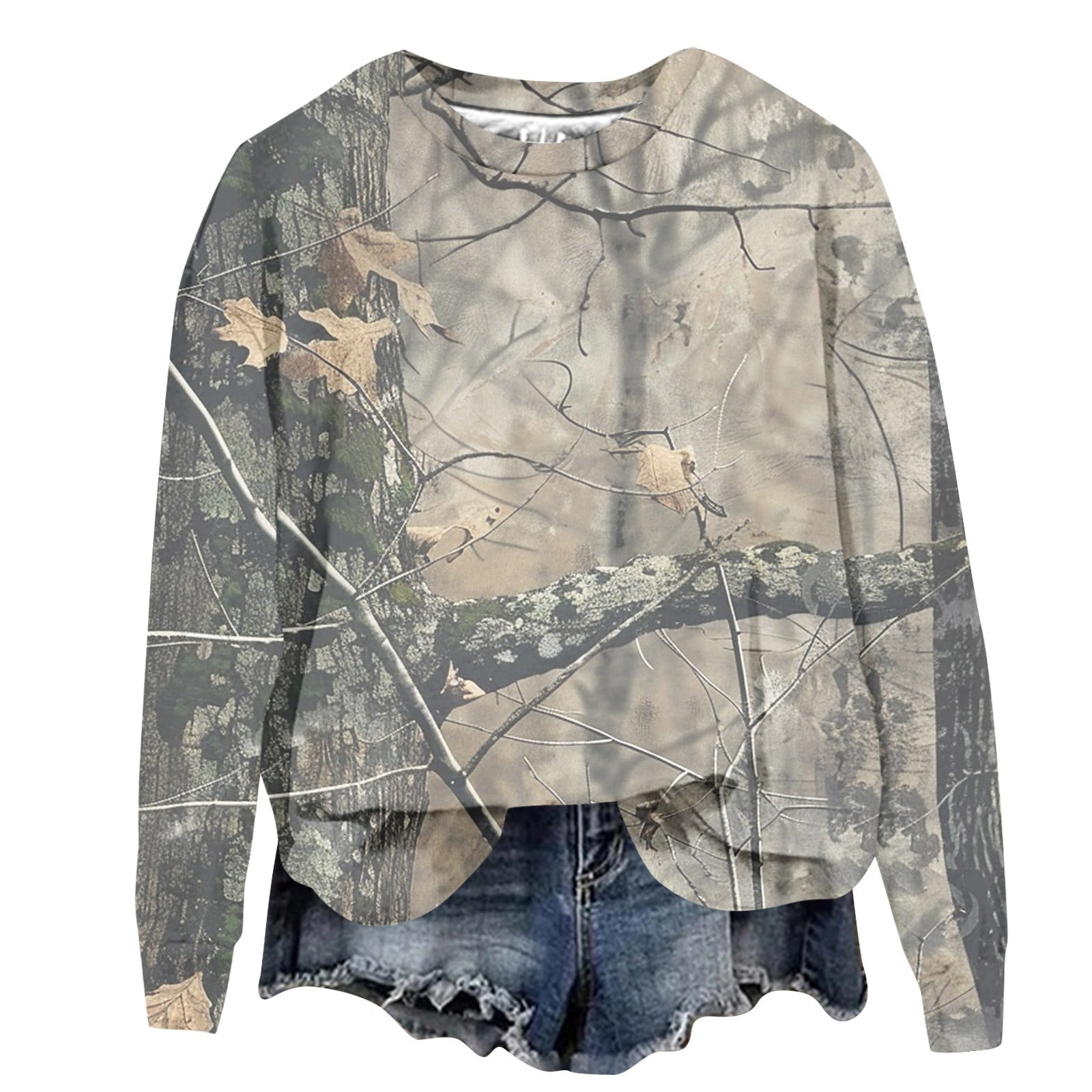 Goindgs Womens Camo Hoodies Maple Leaf Print Oversized Long Sleeve Hooded Sweatshirt Casual Loose Camo Tops With Kangaroo Pocket Z1 Coffee Xs - View #9