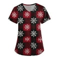 thumbnail image 1 of FrzhBrz Christmas Scrub Tops Women Xmas Snowflake Print Scrub Tops Plus Size Stretch Nursing Tops Soft Nurse Uniform with Pockets, 1 of 5