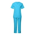 thumbnail image 1 of FrzhBrz Cozy Fit Women Scrub Set V Neck Short Sleeve Top and Pant Nursing Uniform Yoga Jogger Pocketed Nurse Workwear, 1 of 3