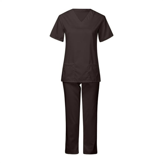 FrzhBrz Cozy Fit Womens Scrub Sets V Neck Medical Scrub Top and Classic Pants Nurse Uniform Modern Pocket Medical Scrubs Set