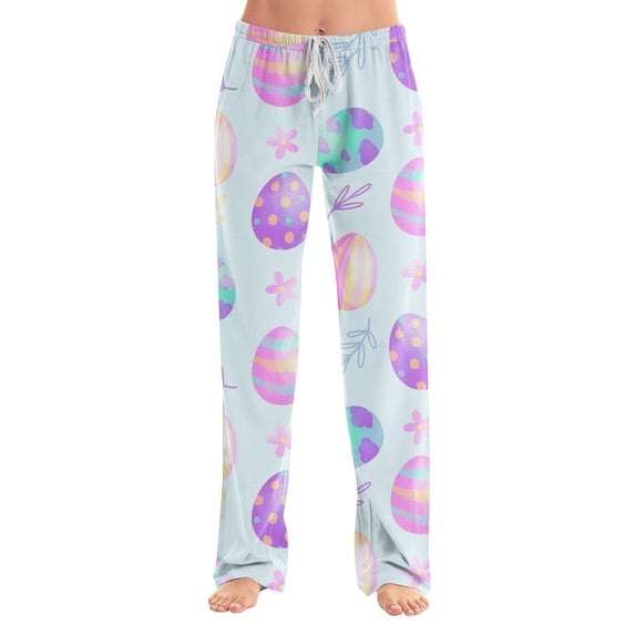 FrzhBrz Easter Pajama Pants Women Soft Wide Leg Loose Pj Bottoms Cute Bunny Stretch Pj Pants Drawstring Easter Sleepwear Bottoms Lounge
