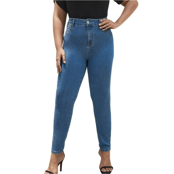 FrzhBrz Jeans for Women Slim Fit Mid Waist Jeans Solid Color Straight Leg Denim Jeans