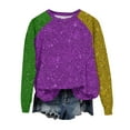 thumbnail image 1 of FrzhBrz Mardi Gras Shirts for Women 2025 Trendy Long Sleeve Mardi Gras Tops Round Neck Glitter Mask Print Graphic Tees Funny Gifts Parade Tshirt, 1 of 4