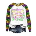 thumbnail image 1 of FrzhBrz Mardi Gras T Shirts for Women Mardi Gras Tops for Women Graphic Mask Printed Long Sleeve Sequin Raglan Sweatshirt Carnival Party Parade Shirts, 1 of 4