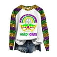 thumbnail image 1 of FrzhBrz Mardi Gras T Shirts for Women Mardi Gras Tops for Women Graphic Mask Printed Long Sleeve Sequin Raglan Sweatshirt Carnival Party Parade Shirts, 1 of 4