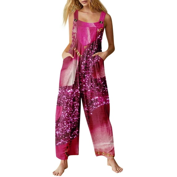 FrzhBrz Mardi Gras Women Mask Graphic Overalls Summer Casual Baggy Jumpsuit for Women Parade Carnival Party Wide Leg Jumpsuits with Pockets