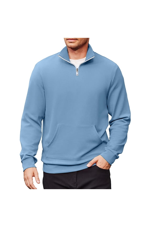 Men's Quarter Zip Sweater Long Sleeve 1/4 Half Zip Up Sweatshirts Casual Lightweight Golf Shirts
