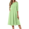 thumbnail image 1 of FrzhBrz Midi 3/4 Sleeve Dresses for Women Casual A-Line Round Neck Wrap 2024 Fall Trendy Casual Loose Dress, 1 of 5