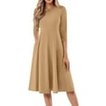 thumbnail image 1 of FrzhBrz Midi 3/4 Sleeve Dresses for Women Casual A-Line Round Neck Wrap 2024 Fall Trendy Casual Loose Dress, 1 of 5