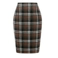 thumbnail image 1 of FrzhBrz Midi Plaid Skirts for Women 2025 Fall Winter Knee Length Pencil Wool Skirt with Slit, 1 of 4