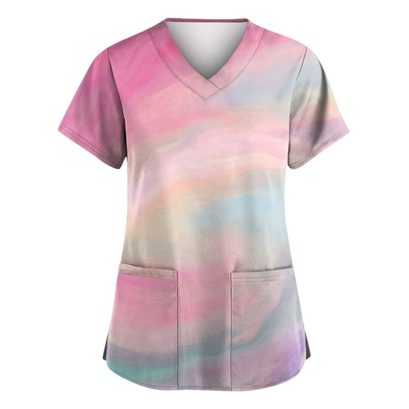 FrzhBrz Nursing Uniforms Shirts Women Stretch Breathable Scrub Tops Women V Neck Short Sleeve Nurse Shirt Tops Medical Workwear with Pockets