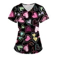 thumbnail image 1 of FrzhBrz Scrub Tops Women Valentines Day Love Heart Print 2025 V Neck Style Fun Valentine's Day Holiday Nurse Working Uniforms, 1 of 3