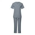 thumbnail image 1 of FrzhBrz Scrubs Set for Women V Neck Classic Medical Scrub Top and Lounge Pants Modern Pocketed Easy Care Uniform, 1 of 3