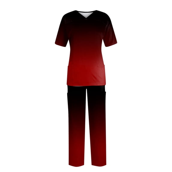 FrzhBrz Scrubs for Women Set Stretchy Plus Size Medical Scrubs Set Athletic Trendy Gradient Working Uniforms