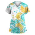 thumbnail image 1 of FrzhBrz Scrubs for Women Tops Summer Casual Nurse Working Uniform V Neck Graphic Floral Print Short Sleeve Nurse Shirt Tops Workwear with Pockets, 1 of 4
